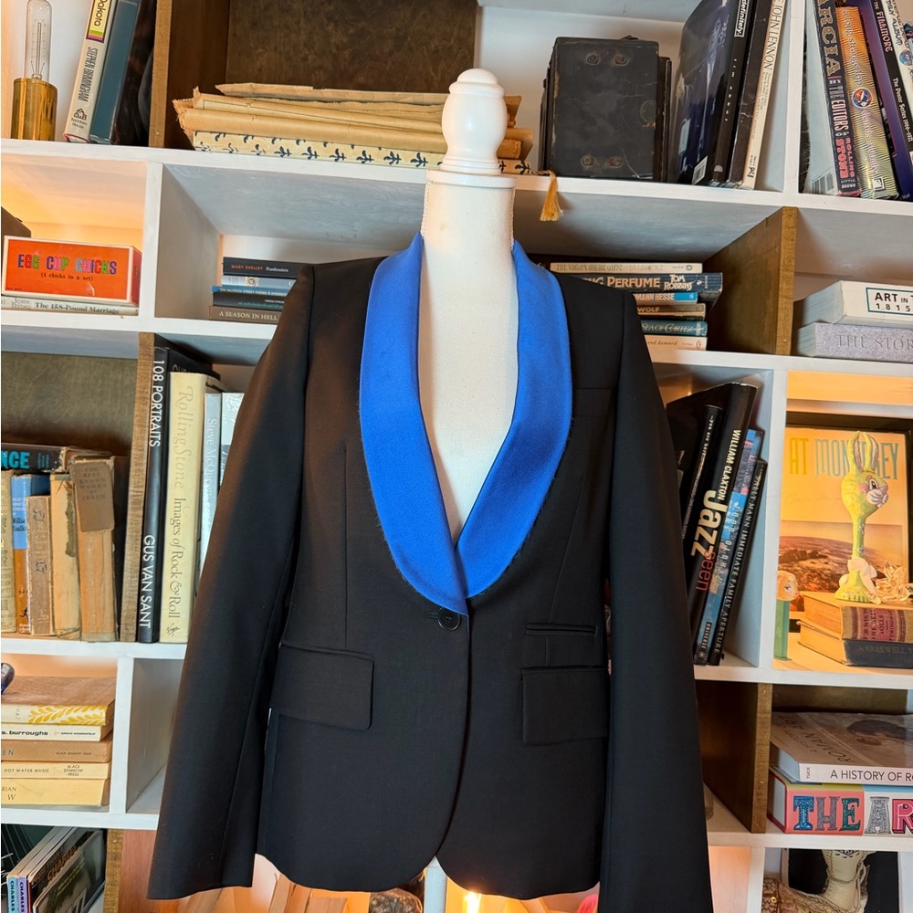 Stella McCartney Black Blazer with Blue Lapel